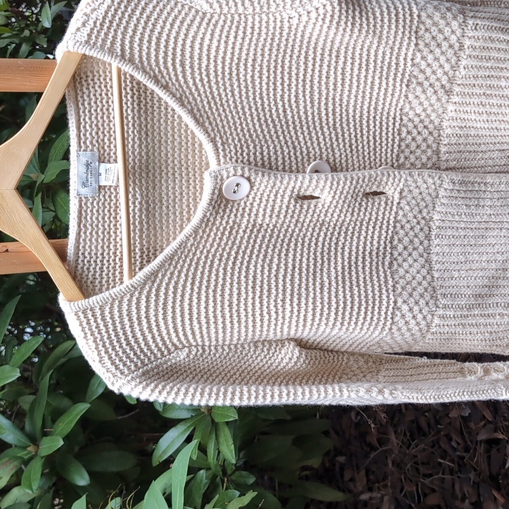 Cambridge Dry Goods Wool Cream Knit CardiganBig Button